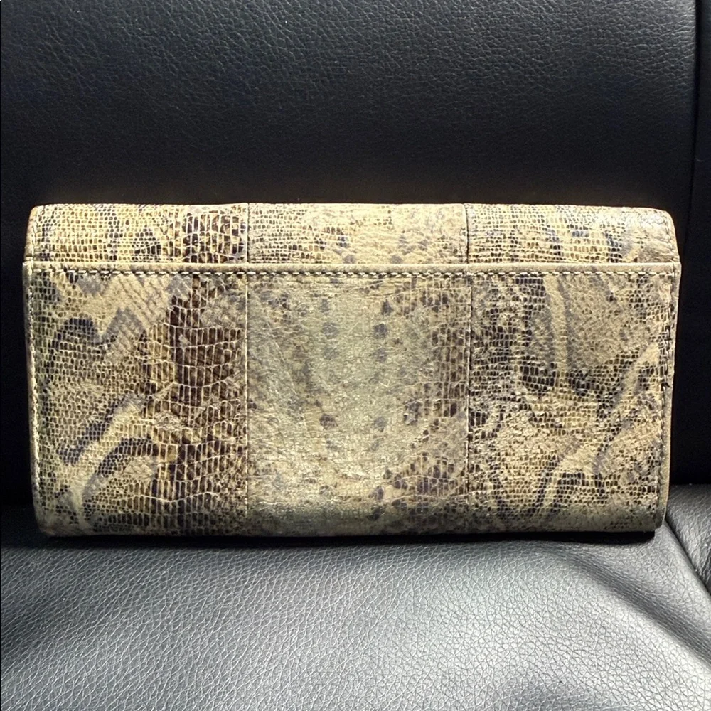 Coach Python Embossed Leather Flap Continental Wallet in GUC